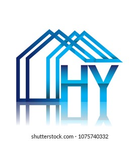 initial logo HY with house icon, business logo and property developer.
