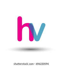 initial logo HY lowercase letter, blue and pink overlap transparent logo, modern and simple logo design.