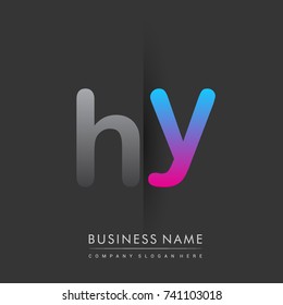 initial logo HY lowercase letter colored grey and blue, pink, creative logotype concept, modern and simple logo design, logo design concept for business and corporate identity.