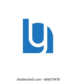 initial logo hy, yh, y inside h rounded letter negative space logo blue