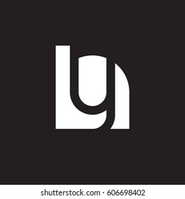initial logo hy, yh, y inside h rounded letter negative space logo white black background