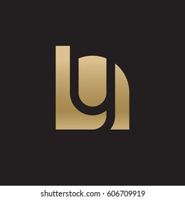 initial logo hy, yh, y inside h rounded letter negative space logo gold