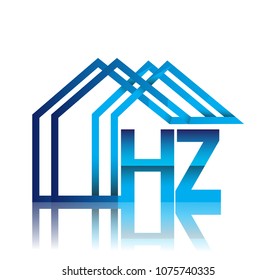 initial logo HZ with house icon, business logo and property developer.