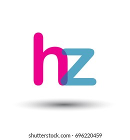 initial logo HZ lowercase letter, blue and pink overlap transparent logo, modern and simple logo design.