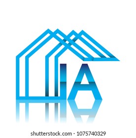 initial logo IA with house icon, business logo and property developer.