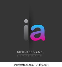 initial logo IA lowercase letter colored grey and blue, pink, creative logotype concept, modern and simple logo design, logo design concept for business and corporate identity.