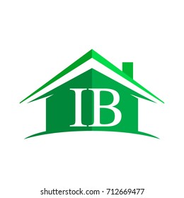 initial logo IB with house icon and green color, business logo and property developer.