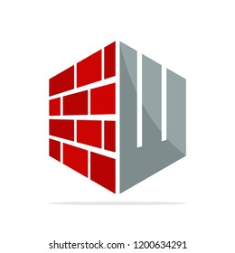 the initial logo icon for the construction business with the concept of a combination of red brick and letter W