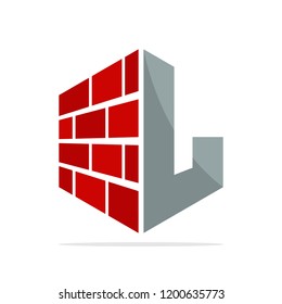 the initial logo icon for the construction business with the concept of a combination of red brick and letter L