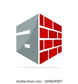 the initial logo icon for the construction business with the concept of a combination of red brick and letter A
