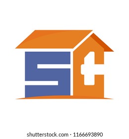 initial logo icon for home construction business with details of initial letters S & C