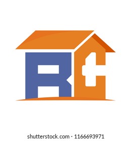 initial logo icon for home construction business with details of initial letters R & C