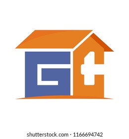 initial logo icon for home construction business with details of initial letters G & C