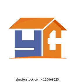 initial logo icon for home construction business with details of initial letters Y & C