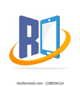 initial logo icon for the smartphone gadget business with the initials of the letter R