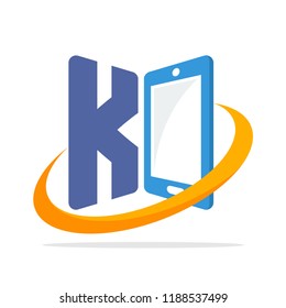 initial logo icon for the smartphone gadget business with the initials of the letter K