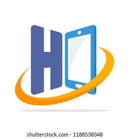 initial logo icon for the smartphone gadget business with the initials of the letter H