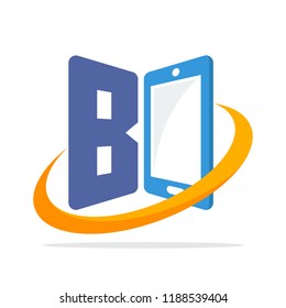 initial logo icon for the smartphone gadget business with the initials of the letter B