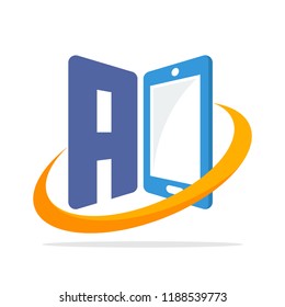initial logo icon for the smartphone gadget business with the initials of the letter A