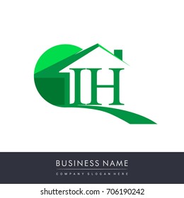 initial logo IH with house icon, business logo and property developer
