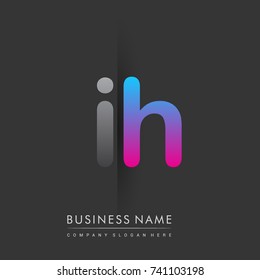 initial logo IH lowercase letter colored grey and blue, pink, creative logotype concept, modern and simple logo design, logo design concept for business and corporate identity.