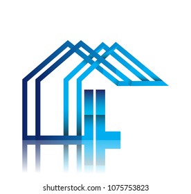 initial logo IL with house icon, business logo and property developer.
