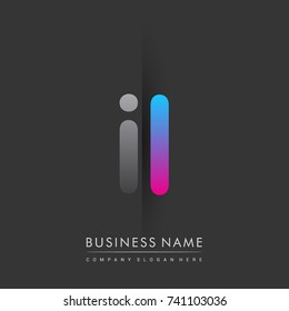 initial logo IL lowercase letter colored grey and blue, pink, creative logotype concept, modern and simple logo design, logo design concept for business and corporate identity.