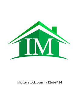 initial logo IM with house icon and green color, business logo and property developer.