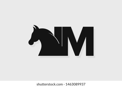 Initial logo IM letter with stallion head. The combination of letters I and M is black