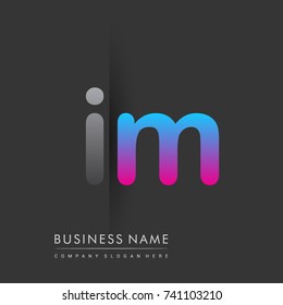 initial logo IM lowercase letter colored grey and blue, pink, creative logotype concept, modern and simple logo design, logo design concept for business and corporate identity.