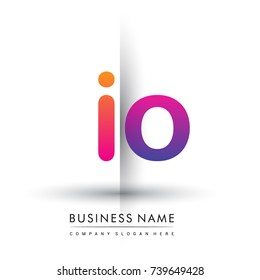 initial logo IO lowercase letter, orange and magenta creative logotype concept, modern and simple logo design.