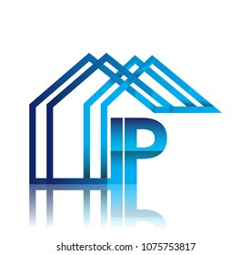 initial logo IP with house icon, business logo and property developer.
