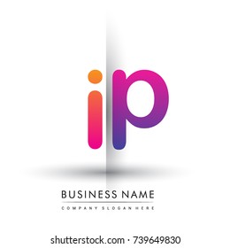 initial logo IP lowercase letter, orange and magenta creative logotype concept, modern and simple logo design.