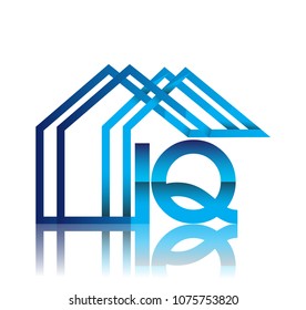 initial logo IQ with house icon, business logo and property developer.
