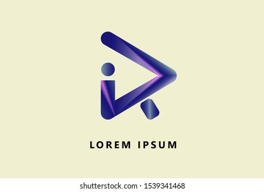 initial logo IR with a blue gradient, isolated white background