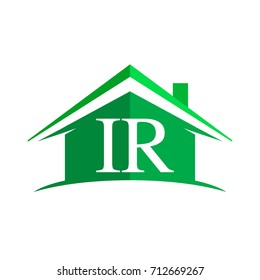 initial logo IR with house icon and green color, business logo and property developer.