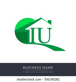 initial logo IU with house icon, business logo and property developer.