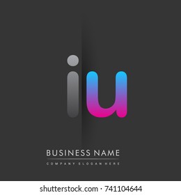 initial logo IU lowercase letter colored grey and blue, pink, creative logotype concept, modern and simple logo design, logo design concept for business and corporate identity.