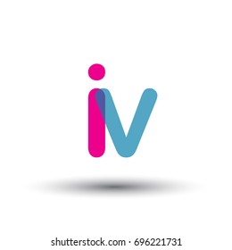 initial logo IV lowercase letter, blue and pink overlap transparent logo, modern and simple logo design.
