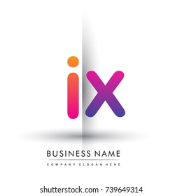 initial logo IX lowercase letter, orange and magenta creative logotype concept, modern and simple logo design.