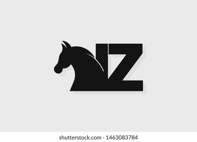 Initial logo IZ letter with stallion head. The combination of letters I and Z is black