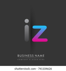 initial logo IZ lowercase letter colored grey and blue, pink, creative logotype concept, modern and simple logo design, logo design concept for business and corporate identity