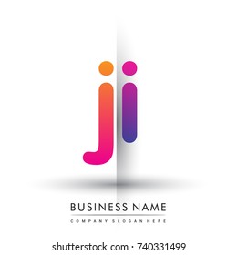 initial logo JI lowercase letter, orange and magenta creative logotype concept, modern and simple logo design.