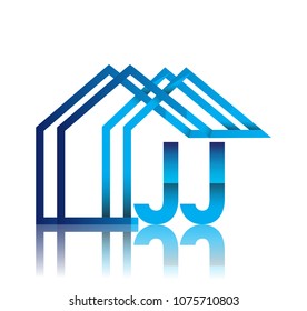 initial logo JJ with house icon, business logo and property developer.