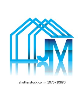 initial logo JM with house icon, business logo and property developer.