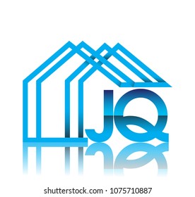 initial logo JQ with house icon, business logo and property developer.
