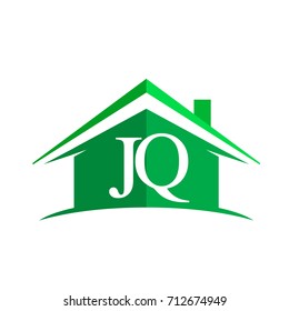 initial logo JQ with house icon and green color, business logo and property developer.