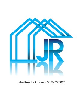 initial logo JR with house icon, business logo and property developer.