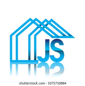 initial logo JS with house icon, business logo and property developer.
