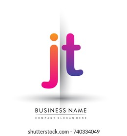 initial logo JT lowercase letter, orange and magenta creative logotype concept, modern and simple logo design.